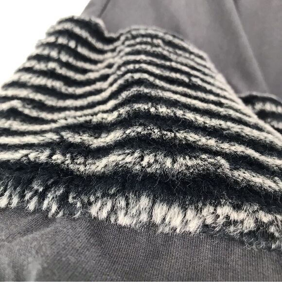 Young Fabulous and Broke Gray Faux Fur Stripe Sleeve Cozy Pullover - Picture 12 of 16